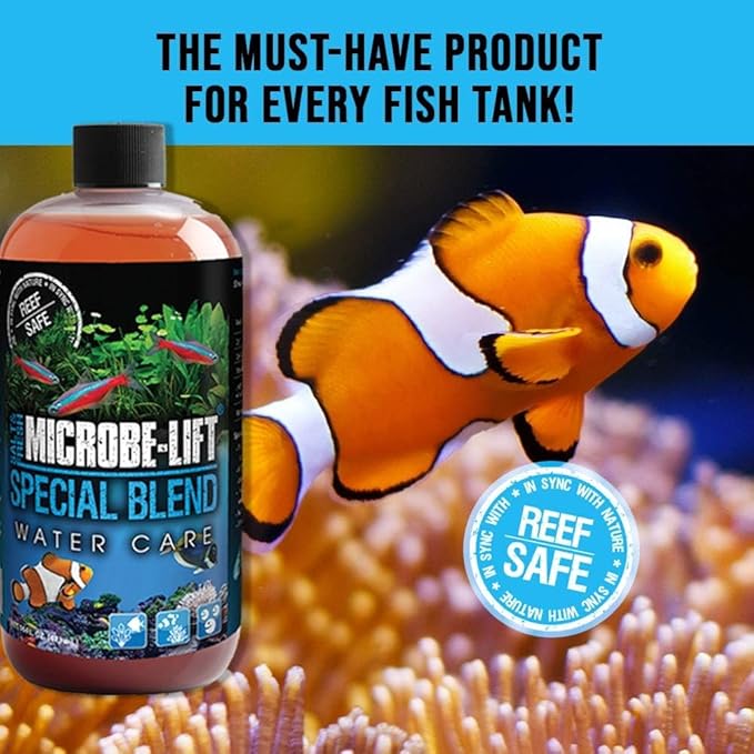 MICROBE-LIFT Special Blend Aquarium Water Care Treatment, Cleaner & Clarifier for Fresh and Saltwater Fish Tanks, Reduces Maintenance & Helps with Aquarium Algae Control and Odor, 16 Ounces (SBH16)