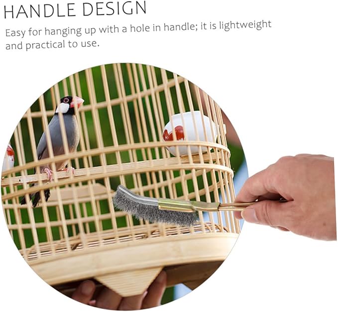 Happyyami 2pcs Birdcage Brush Bird Cage Pet Supplies Brushes Bird Cage Cleaning Accessories Cages Birdcage Cleaning Brush Cleaner Pet Cage Cleaning Brush Wire Brush Golden