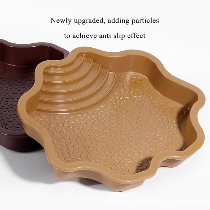 Turtle Bathing Pool, Reptile Feeding Dish Water Pot, Landscape Fish Tank Decoration, Lizard Turtle Bathing Pot for Aquatic Climbing Pet - Reddish Brown