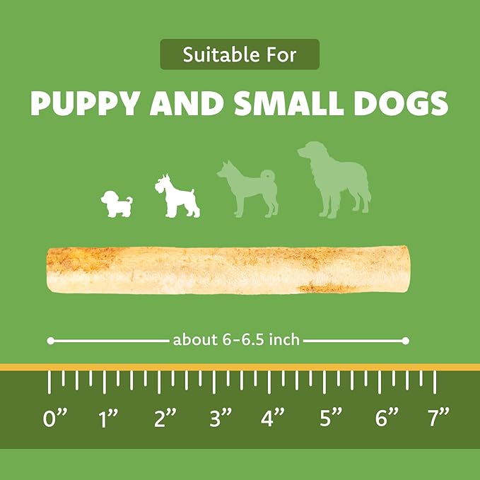 MON2SUN Dog Rawhide Rolls Twist Sticks 6.5 Inch Chew Treats Chicken Flavor 18 Count for Puppy and Small Dogs