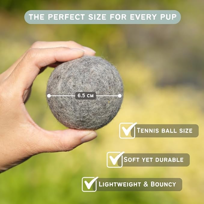 3-Piece 100% Pure Wool Dog Balls, Soft, Durable, Wool Felt Toy for Dogs & Puppies, Chew-Resistant, Perfect for Exercise, Playtime, Outdoor and Indoor, Safe for Your Furr Babies