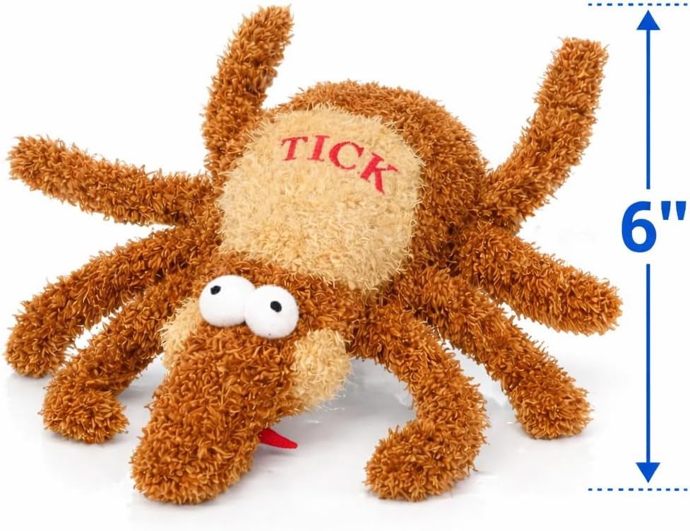 Tick Dog Toy Small - Soft Plush - Squeaky Dog Toy Plush - Brown - 6" - Officially Licensed