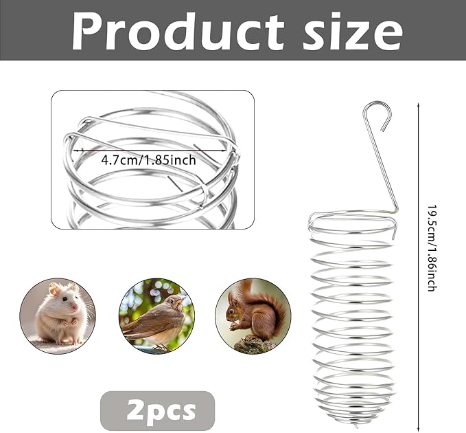 2 Pcs Rat Enrichment Toys Stainless Steel Bird Food Holder Rat Parrot Foraging Toy Hanging Rodent Toy Bird Cage Foods Holders Slow Feeder Cage Accessories for Fruit Vegetable Holder Birds Food