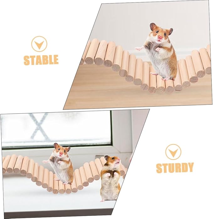 2pcs Crafted Wood Pet Ladder Bridge Safe Climbing Toy for Hamsters Chinchillas Bird Cage Ladder Accessory