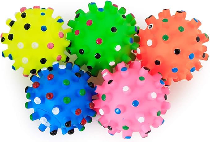 Rubber Balls Squeaky Dog Toys for Small, Medium Pet Breeds, Play Fetch, Reduce Separation Anxiety DT11-Balls