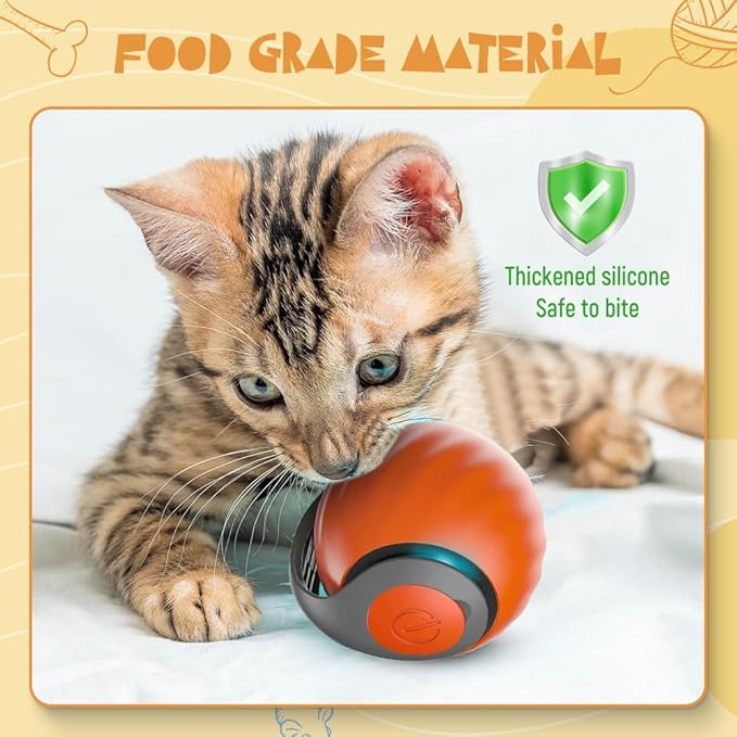 Interactive Rolling Cat Dog Ball Toy, Smart Automatic Moving Cat Toys for Indoor Cats, Self-Rolling Interactive Cat Toy Ball for Kittens & Small Dogs, Fun Gifts for People Who Love Cats (Red)