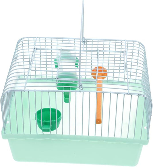 Portable Spacious Bird Carrier Cage for Parrots and Lovebirds with Perch Food Tray Water Dispenser Lightweight Abs Iron Carrier for Outdoor Use Random Color