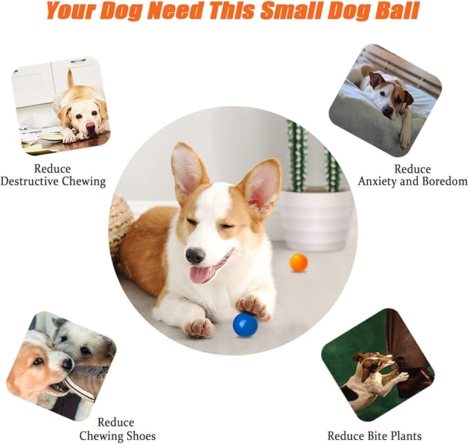 Puppy Chew Toys for Teething, Solid Rubber Bouncy Balls for Small Medium Dogs, 100% Safe & Non-Toxic, Floating Dog Toy Balls for Aggressive Chewers to Fetch, Chew, Play