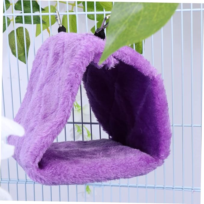 WOONEKY Adorable Plush Parrot Hammock Bed Warm Hanging Hut for Bird Cage Material Encourages Exercise and Coordination for Home Use