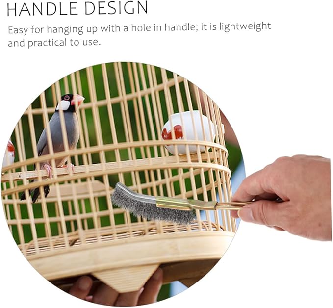 SUPVOX 2pcs Bird Cage Cleaning Brush Handle Copper and Wire Design for Daily Cleaning Cages Convenient Hanging for Easy Storage