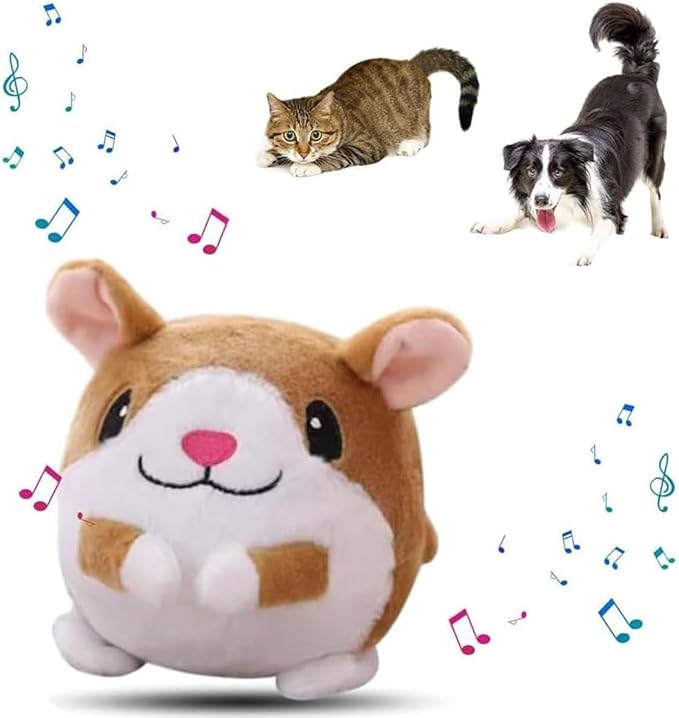 Interactive Dog Toys, Active Moving Pet Plush Toy, 2026 Squeaky Moving Dog Ball, Washable Cartoon Pig Sound Electronic Dog Toy, Shake Bounce Boredom Talking Toys for Dog Cats (Hamster)