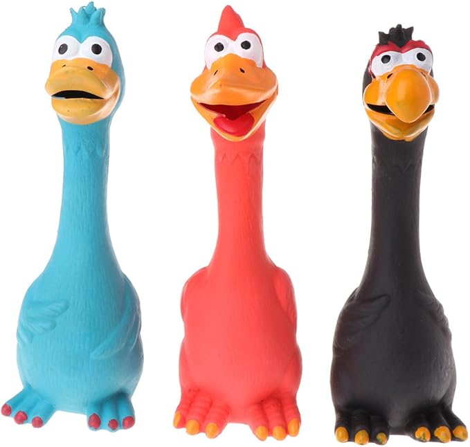 Dog Screaming Chicken Toys, Latex Pets Cats Squeaky Sound Decompression Toy (Black)