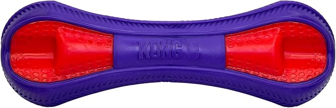 KONG Duets Duos Bouncy Dual Color Squeaky Toy fot Dogs (Bone, Medium)