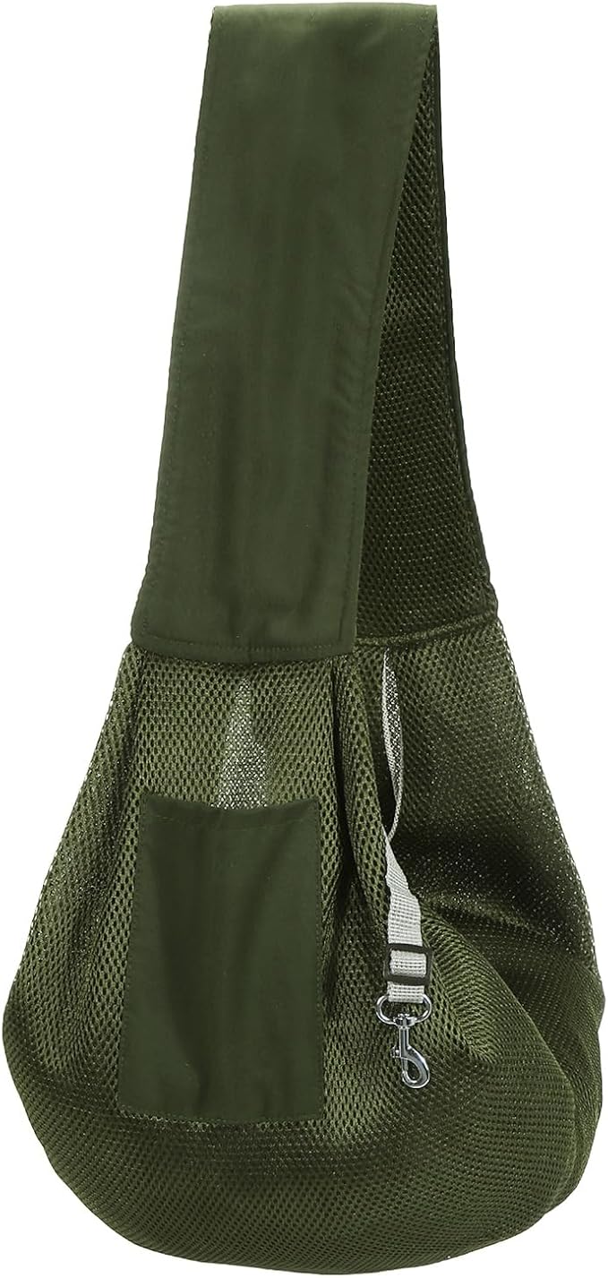 Dog Sling Carrier for Small Dogs and Cats Up to 16.5 Lbs, Breathable Thick Shoulder Strap Pet Crossbody Shoulder Bag, (Green, 1 Pcs) Intended for Outdoor/Camp/Travel