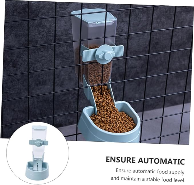 OUNONA Hanging Automatic Bird Feeder Blue Small Pet Food Dispenser Refillable for Outdoor Birdcage Parrot Hamster Cage Accessory