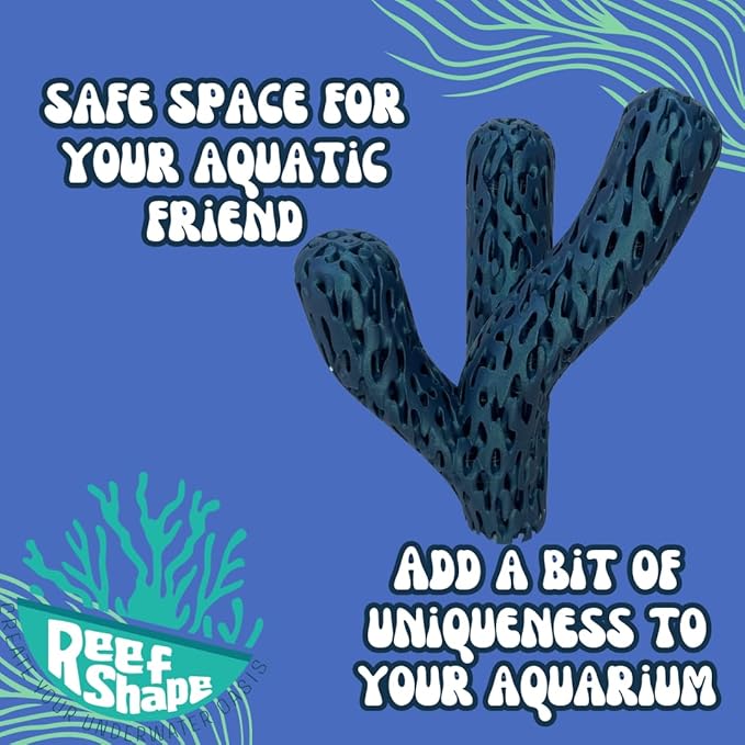Chatelet REEFSHAPE Aquatic Branch Haven – Vertical Reef Shelter with 3-Limb Branch Design, Aquarium Safe Structure for Fish, Shrimp, Microorganisms, & Aquatic Pets (Neptune Blue)