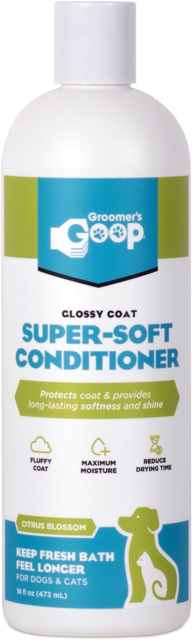 Groomer’s Goop Glossy Coat Super-Soft Conditioner – Deep Moisture Formula Softens & Detangles Dog & Cat Coats, Soothes Dry Skin, Natural Ingredients, Dye-Free – 16 oz Bottle