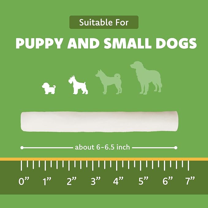 MON2SUN Dog Rawhide Rolls Twist Sticks 6.5 Inch Natural Flavor Rawhide Chews 18 Count for Puppy and Small Dogs