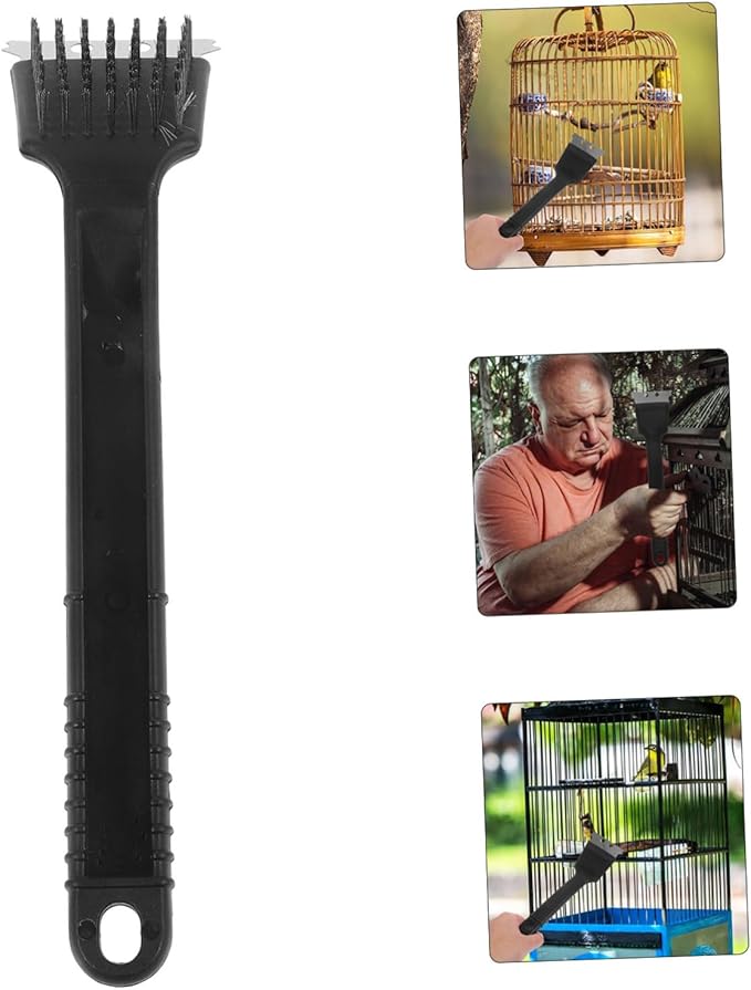 YARNOW Stainless Steel Bird Cage Cleaning Brush Scraper Non-Shedding Bristles for Easy Removal of Droppings Accessory for Bird Nest and Cage Maintenance