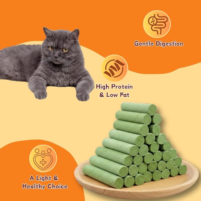 Chicken & Cat Grass Sticks for Cats, Natural Hairball Control Treats to Support Healthy Digestion, A Soft & Chewy Grain-Free Snack with Real Chicken,40 Count