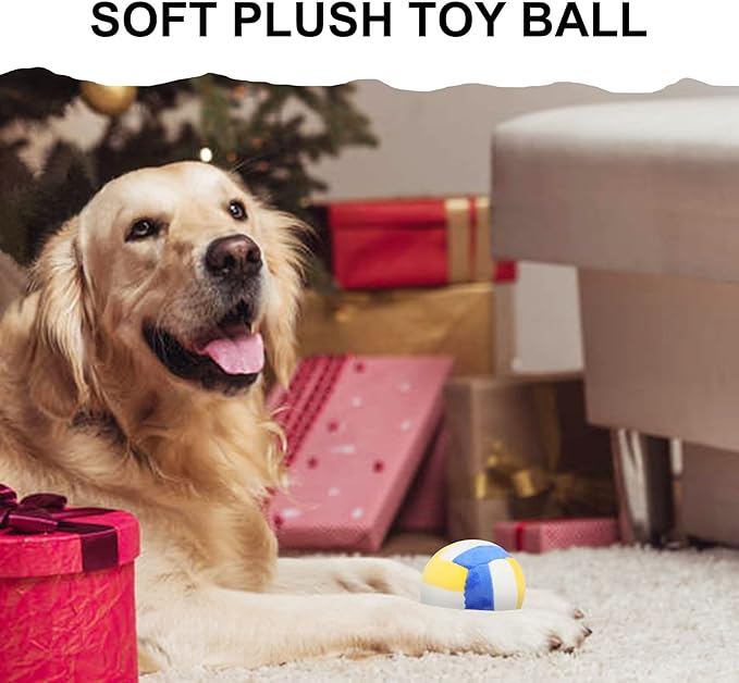 Dog Toys Balls - Chewable Plush Volleyball for Dogs, Soft Pet Squeaky Ball Stuffed with Fluffy, Durable Indoor & Outdoor Dog Puzzle Toy, Birthday for Puppy Small Medium Breeds
