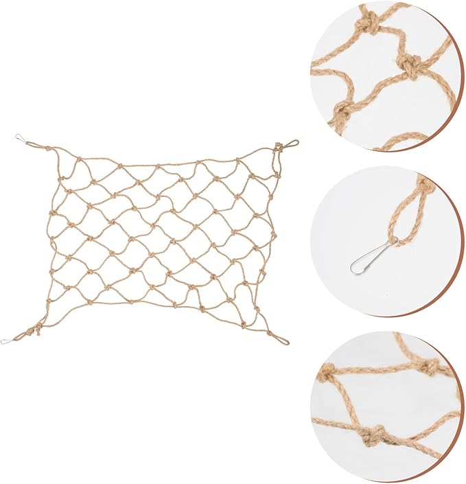 NUOBESTY Parrot Climbing Net Hemp Rope Bird Hanging Hammock Ladder for Small Pets Hamsters and Birds with Hooks Chewable Play Gym Accessory