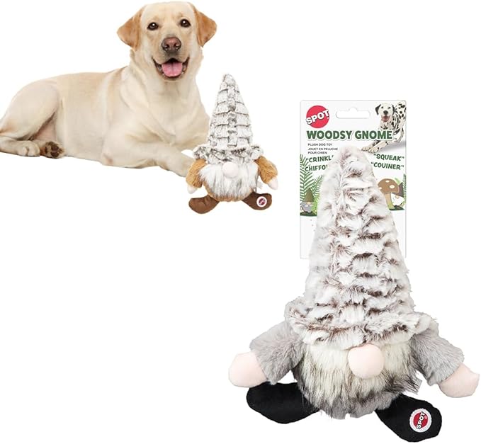 SPOT Woodsy Gnome Dog Toy - Soft, Stuffed, Squeaky, Plush Fabric Toy for Medium and Large Dogs and Puppies, Enrichment for Light Chewers and Cuddlers, 12in, Assorted Colors