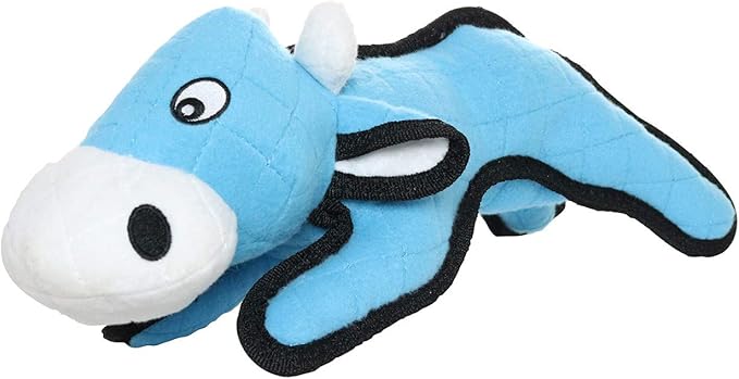 TUFFY - World's Tuffest Soft Dog Toy -Barnyard- Multiple Layers. Made Durable, Strong & Tough. Interactive Play (Tug, Toss & Fetch). Machine Washable & Floats. (Cow, Large 2 Pack)