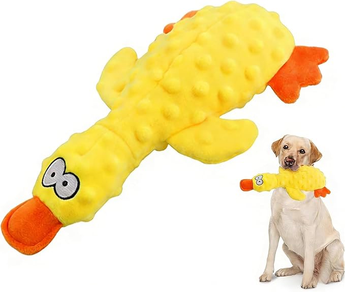 Calming Duck for Dogs, Interactive Squeaky Dog Chew Toy with Built-in Squeaker, Stuffed Duck Dog Squeaky Toy to Keep Them Busy for Small, Medium & Large Dogs Cats