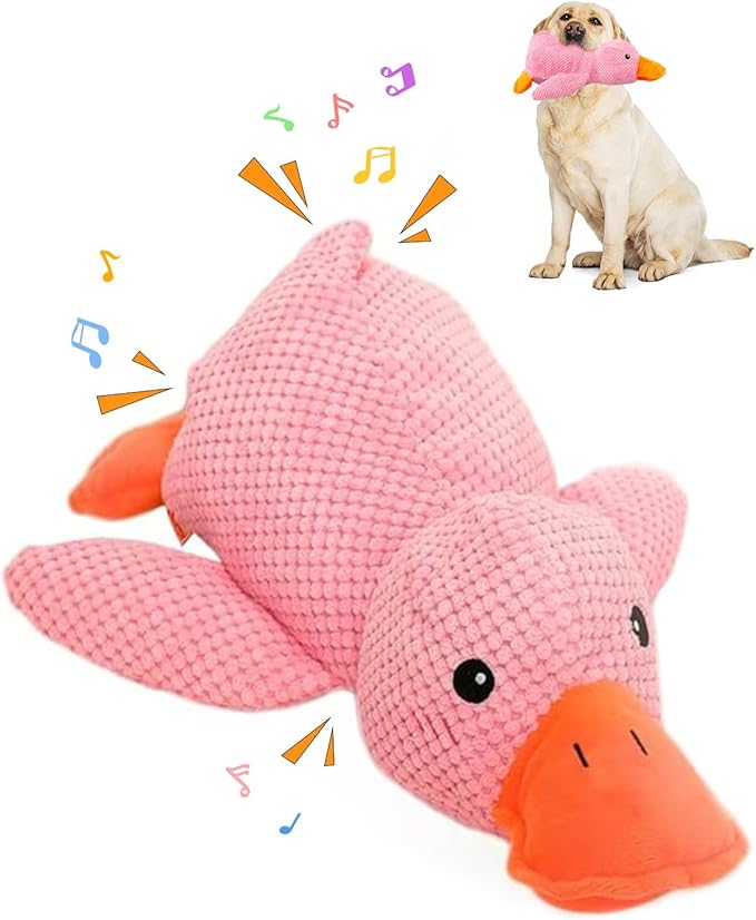 Calming Duck Dog Toy for The Mellow Pets,2025 Upgrade Squeak Dogs Toys Yellow Best Friends, Stuffed Duck Dog Toys for Small Cats Indoor Puppy Essentials (Pink)