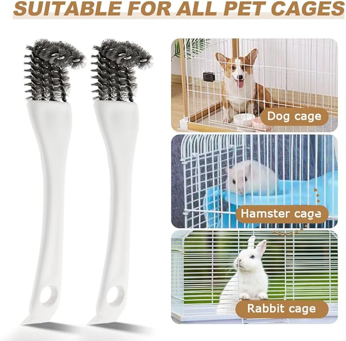 Bird Cage Brush Long Handle Shovel Cleaner, 2 pcs Bird Droppings Cleaning Brush for Parrot Pet Cages and Perch, Birdcage Cleaning Tool Accessories Supplies(COLOR:White)