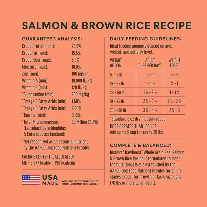 Instinct RawBoost, Natural Dry Dog Food with Freeze-Dried Pieces, Whole Grain Recipe - Real Salmon & Brown Rice, 3.5 lb. Bag