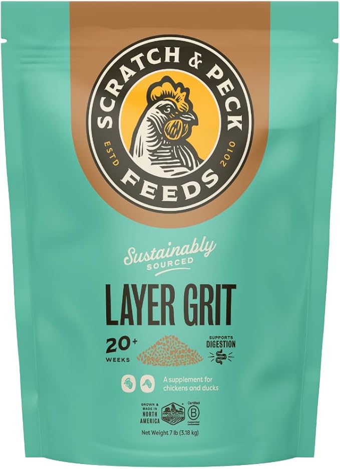 Scratch and Peck Layer Grit Supplement for Chickens and Ducks - 7 lbs Bag - Essential Supplement for Gizzard and Digestive Health - Sustainably Sourced