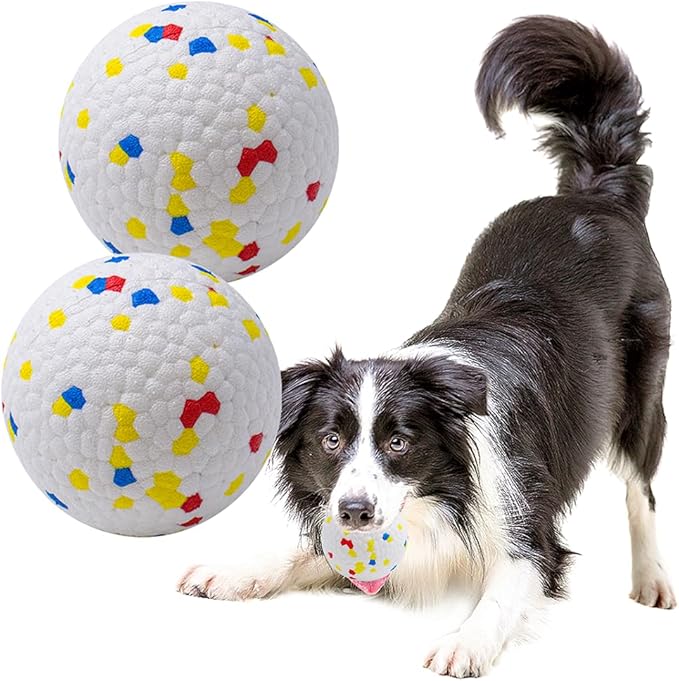 Dog Balls Toys for Aggressive Chewers, Indestructible Bouncy Floating Balls for Dogs to Fetch, Durable Solid Rubber Ball for Training (2 PCS)