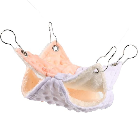 Guinea Pig Hammock Bed and Hamster Resting Hammock Double-Layer Warm Fleece Small Pet Sleeping Nest for Squirrels and Birds Cage Accessories