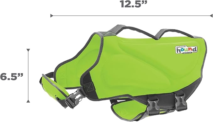 Outward Hound Dawson Swim Green Dog Life Jacket, Medium