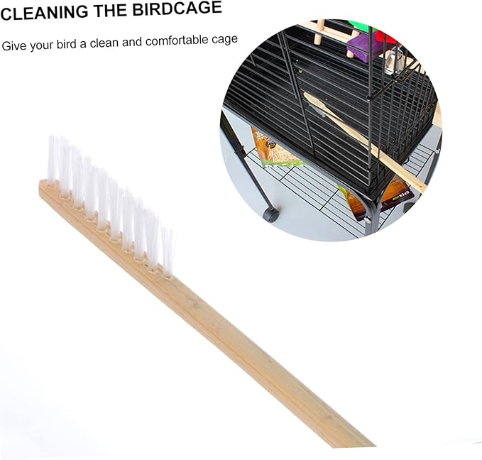 GANAZONO 2pcs Bird Cage Cleaning Tools Set Parrot Cage Brush Bird Poop Shovel for Easy Daily Maintenance of Pets Habitats