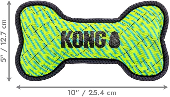 KONG Armor Bone Dog Toy – Medium – Durable Triple-Layered Fabric with Reflective Trim & Squeaker – Assorted Colors – Ideal for Chewing, Fetching & Tugging (Bone, Medium)