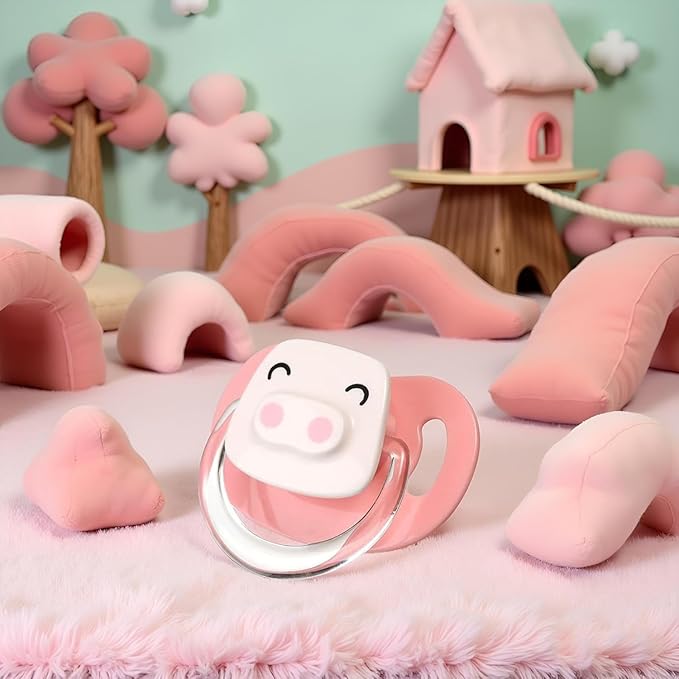 Pink Pet Silicone Calming Pacifier, Dog Pacifiers for Small Dogs, Kitten Pacifiers, Puppy Teething Toys and Cat Chew Toys, Essential Pet Supplies, Puppy Essentials and Kitten Supplies (Pink Pig)