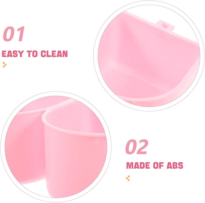 Abaodam Small Pet Hanging Feeding Bowl for Cage, Plastic Water and Food Dish with Hooks, No Spill Puppy and Bird Cage Feeder, Pink, Suitable for Dogs, Cats, Rabbits, and Parakeets
