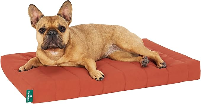 Furhaven Orthopedic Dog Bed – Puffy Quilted Foam Mattress with Removable Washable Cover, Soft & Supportive for Kennels & Crates - Medium, Rust