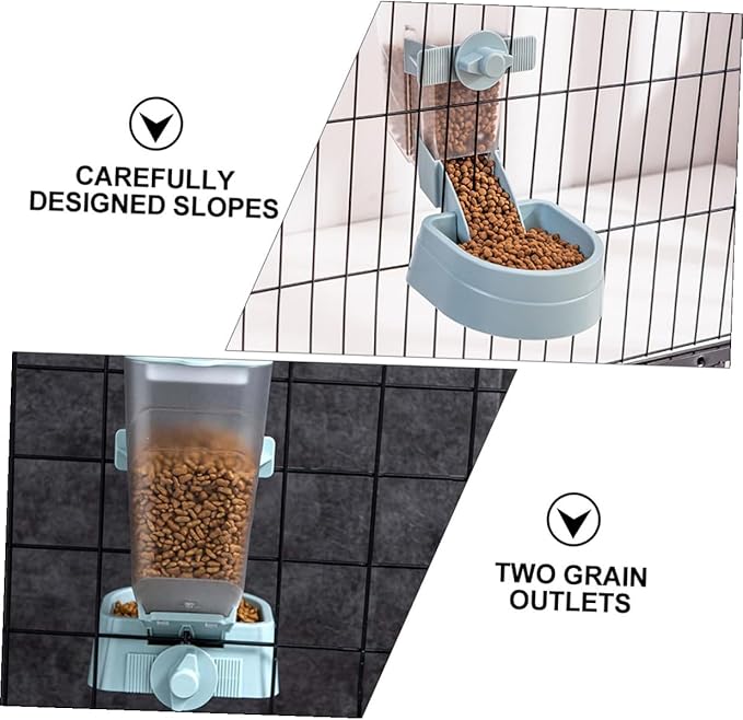 BESTYASH Automatic Hanging Pet Feeder for Small Birds and Hamsters, Blue Plastic Food Dispenser with Water Container, Suitable for Bird Cages and Small Pet Accessories