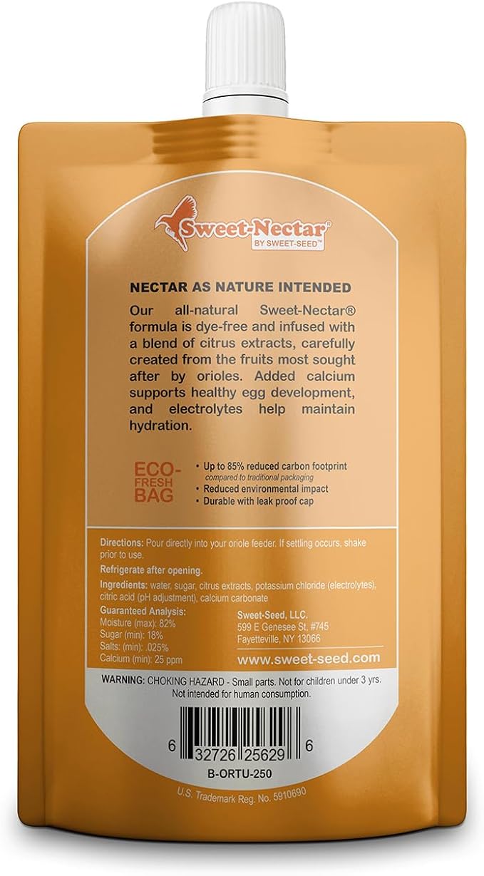 sweet-seed Oriole Nectar 250mL (8oz), Ready to Use - Extends The Life of Nectar for Oriole Feeders | Ultimate Oriole Food… (2-Pack)