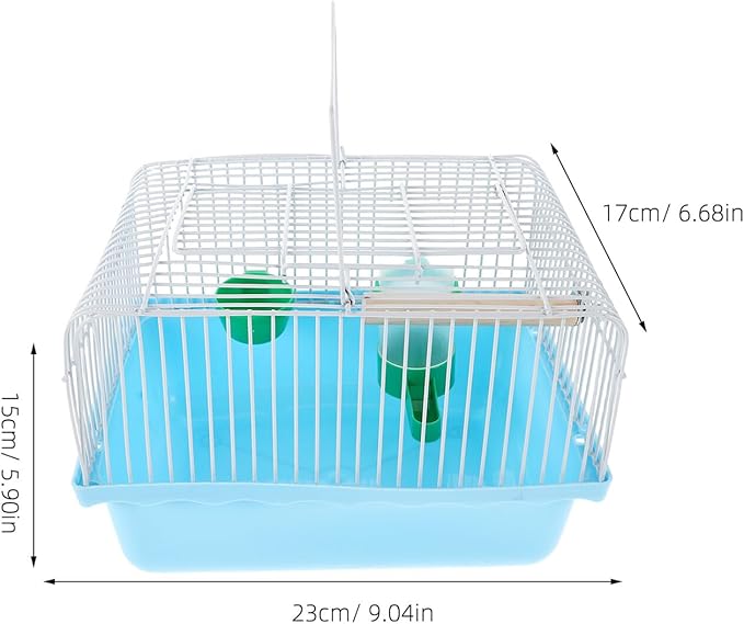 Portable Small Bird Travel Cage with Perch, Food Box, and Water Dispenser, Mini Parakeet Carrier Cage for Indoor and Outdoor Use, Blue