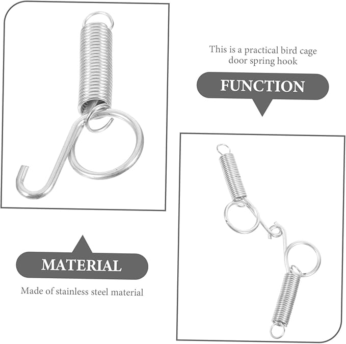 Kisangel 10pcs Cage Door Fixed Hook Feeder Spring Hook for Rabbit Bird Cage Pet Accessory Galvanized Material