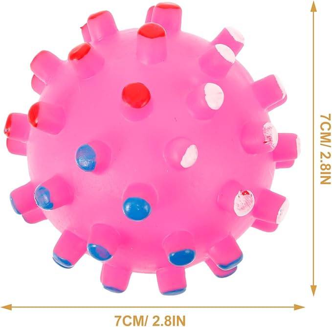 Colorful Chew Ball Squeaker for Cats and Dogs Quack Sound Pet Toy Random Spiky Design for Chewing and Playtime