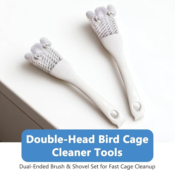 4Pcs Bird Cage Cleaner Tools Long Handle Brush Supplies for Cleaning Poop Off Birdcage Dropping Remover Accessories for Parrot Cages Bunny Habitats and Pet Cage Maintenance