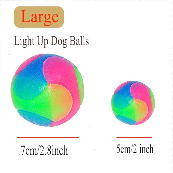 2 pcs Large Light Up Dog Balls Flashing Elastic Ball Bouncy Glow in The Dark Interactive Jumping Blinking Dog Ball Pet Toys for Golden Retriever,Labrador,Large Dogs