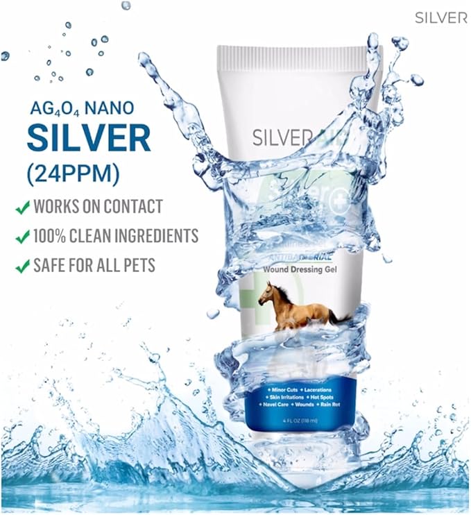 Hot Spot Treatment Gel for Horses Colloidal Silver Wound Care for Cuts, Bites, Rashes, Skin Irritations & Ulcers, Gorse Wound Care Solution, 4.0 Ounces - Vet Recommended & Made in USA