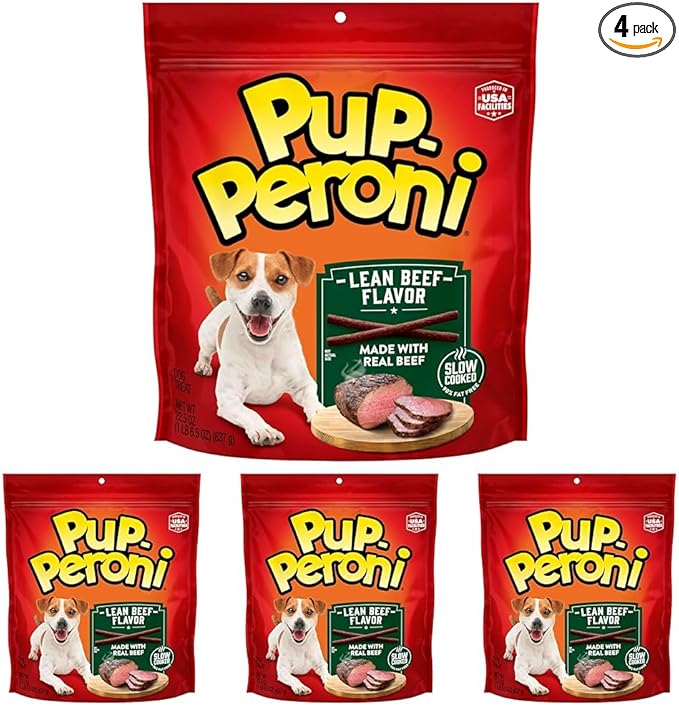 Pup-Peroni Dog Treats, Lean Beef Flavor, 22.5 Ounce, Made with Real Beef, 90% Fat Free (Pack of 4)